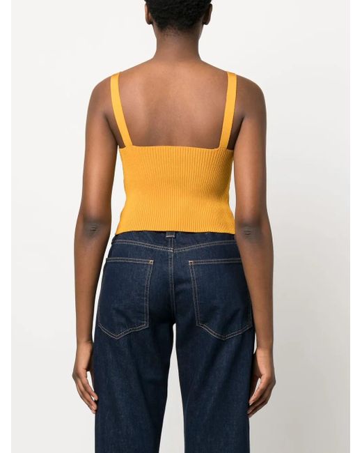 Vince Orange Ribbed-Knit Bralette Top