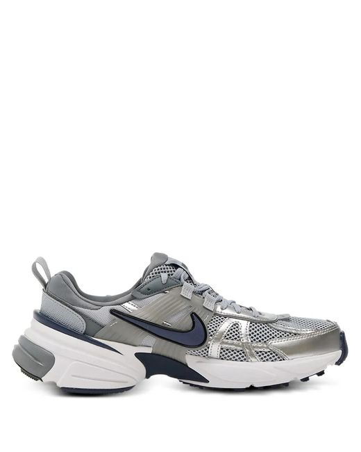 Nike Gray V2K Run Metallic Mesh Low-Top Sneakers for men