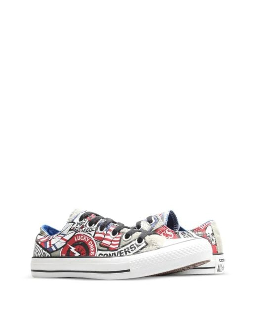 Converse White Chuck Taylor Patchwork-Print Low Sneakers