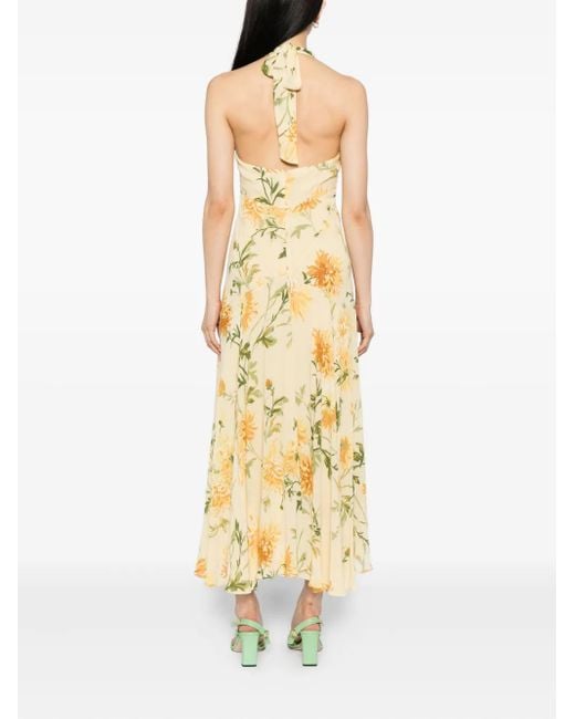 Reformation Metallic Briony Panelled Floral-Print Georgette Midi Dress