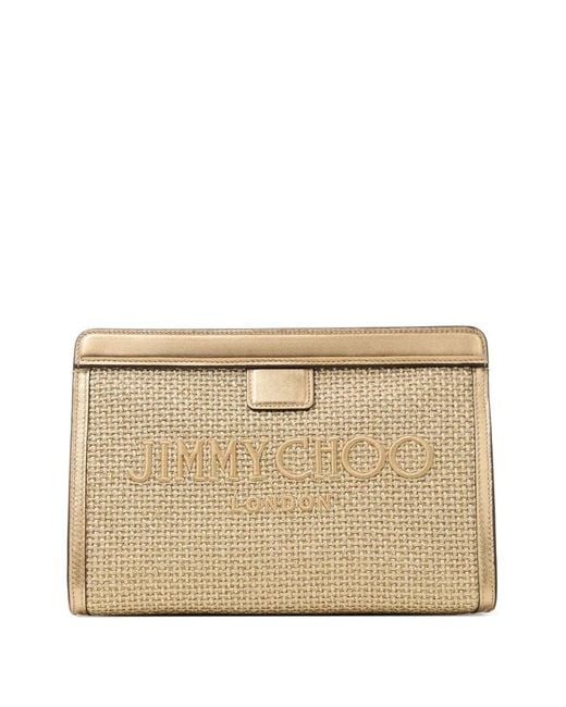 Jimmy Choo Natural Avenue Logo Clutch Bag