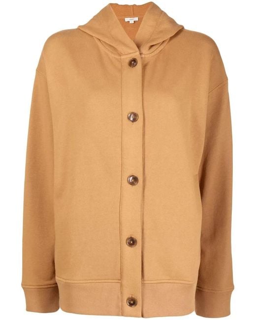 Vince Natural Button-Up Cotton Hoodie