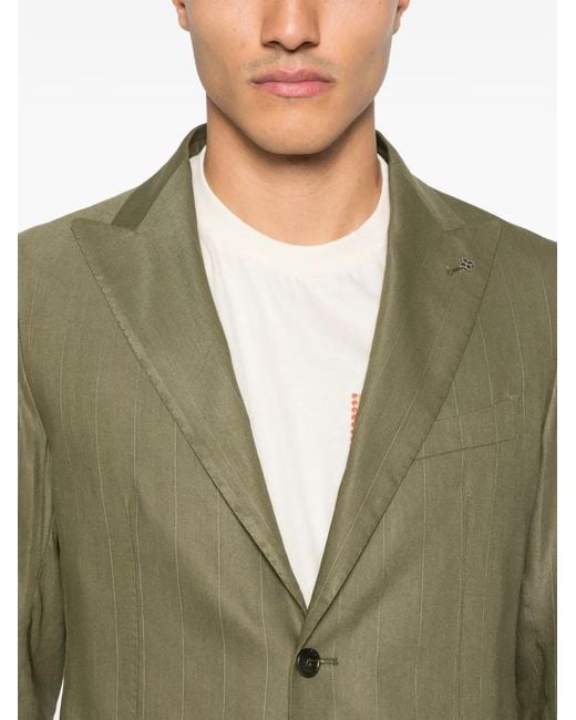 Tagliatore Green Pinstriped Suit for men