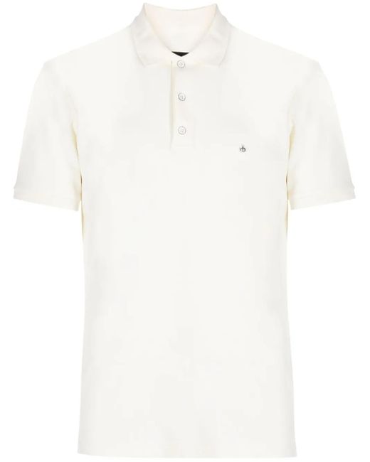 Rag & Bone White Logo-Embroidered Cotton Polo Shirt for men