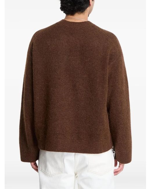 Represent Brown Logo-Embroidered Crew-Neck Sweater for men
