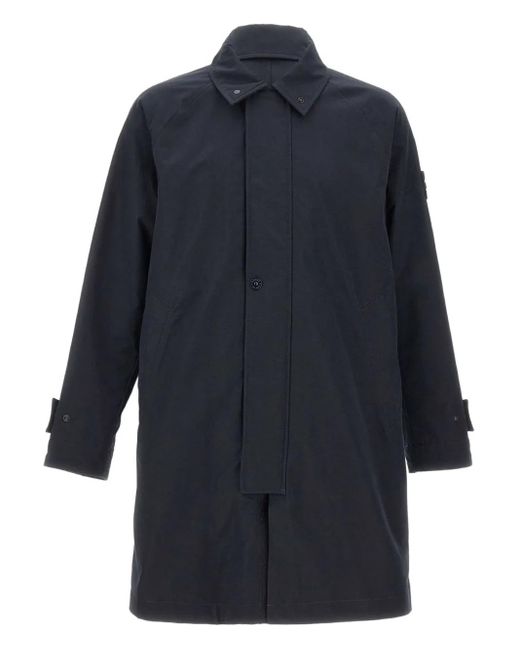 Stone Island Blue Shirt-Collar Organic-Cotton Coat for men