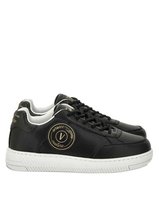 Versace Jeans Couture Black Logo-Patch Sneakers