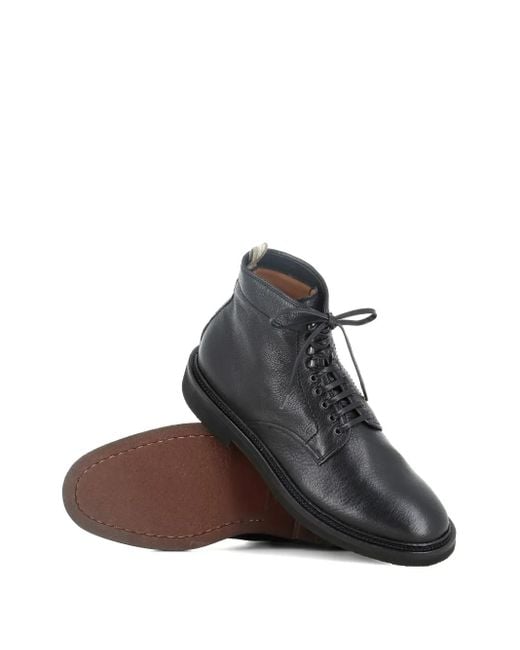 Officine Creative Black Leather Lace-Up Boots for men