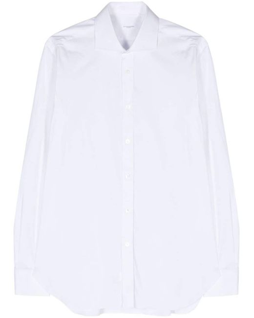 Barba Napoli White Spread-collar Cotton-blend Shirt for men