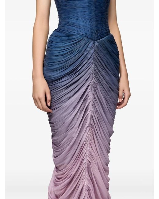 Ana Radu Blue Strapless Draped Maxi Dress