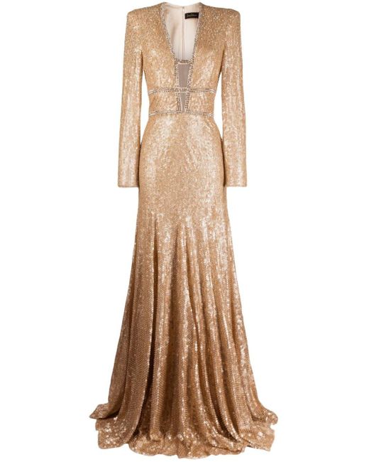 Jenny Packham Natural Celestia Sequined Gown