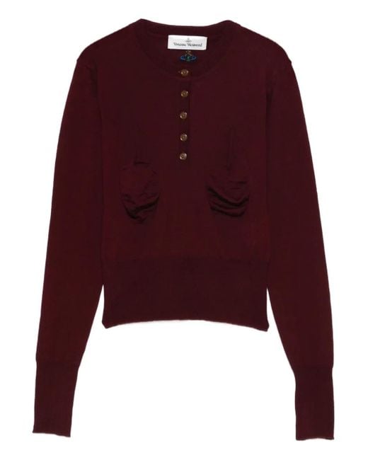 Vivienne Westwood Red Tit Button Detail Jumper