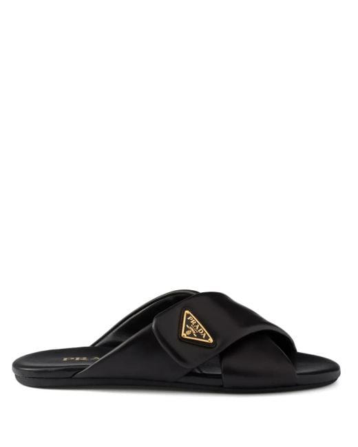 Prada Black Leahter Sandals