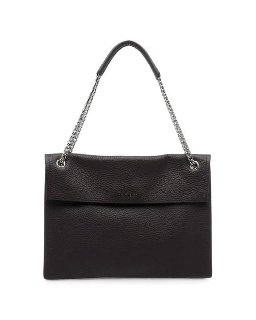 Orciani Black Venus Grained-Leather Shoulder Bag