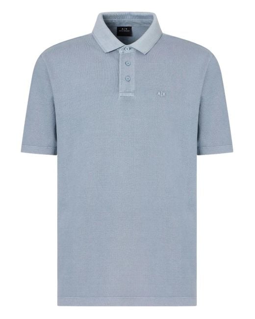 ARMANI EXCHANGE Blue Logo-Detail Cotton Polo Shirt for men