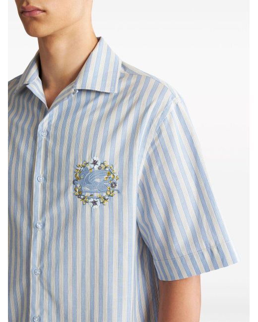 Chemise en coton à logo brodé Etro pour homme en coloris Blue