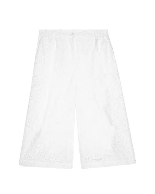 Ottod'Ame White Broderie-Anglaise Elasticated-Waist Trousers