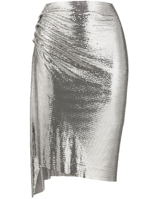 Rabanne Gray Chainmail Ruched Skirt