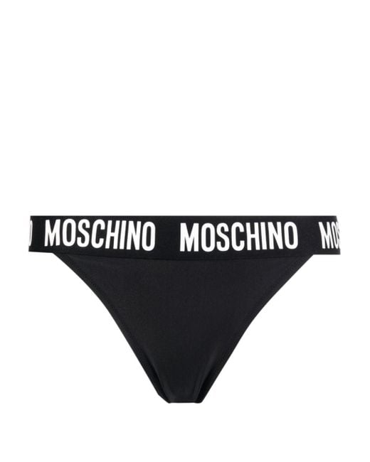 Moschino Black Logo Tape Bikini Bottoms