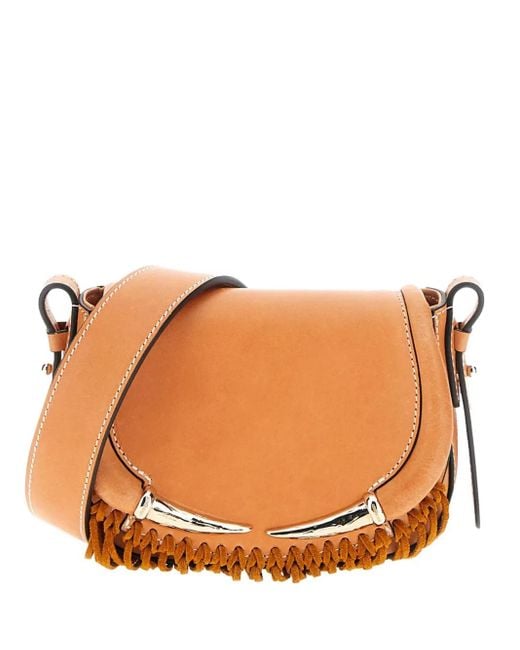 Roberto Cavalli Orange Fringe-Trimmed Leather Shoulder Bag
