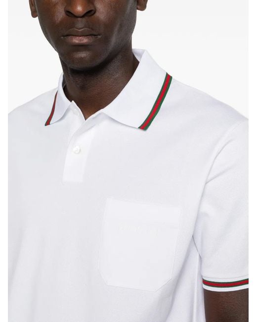 コットン ストライプ GUCCI - GUCCI ストライプ ポロシャツ ホワイト GUCCI ポロシャツ レシート XL グッチ トップス