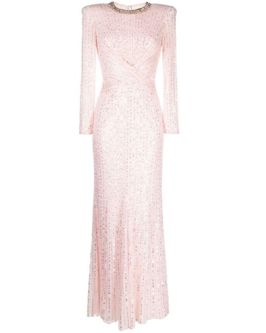 Jenny Packham Maxi-jurk Verfraaid Met Pailletten in het Pink