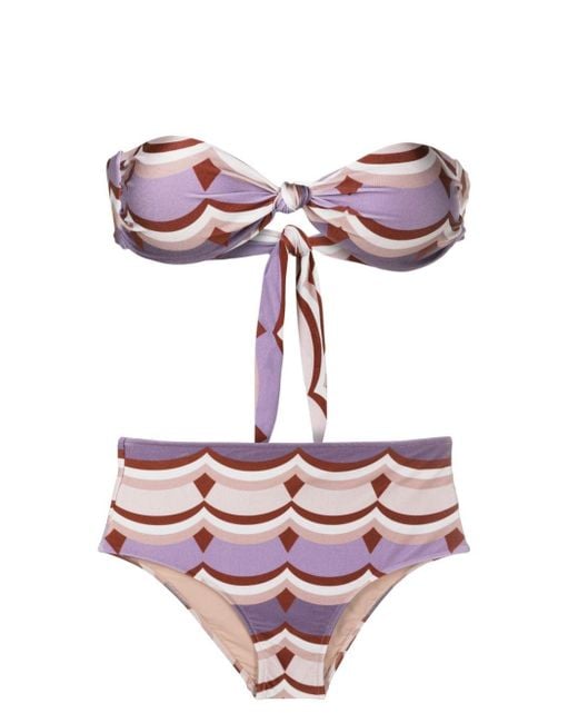 Bikini con estampado Ondas Vintage Adriana Degreas de color Pink
