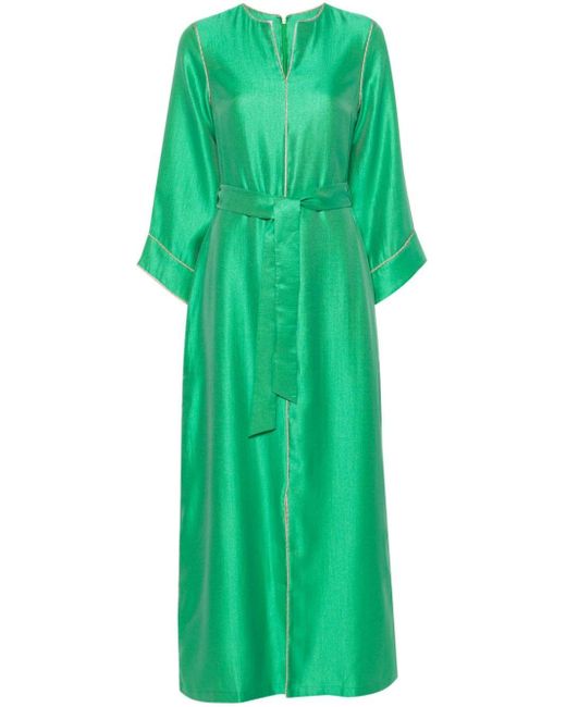Baruni Green Hosta Belted Maxi Dress