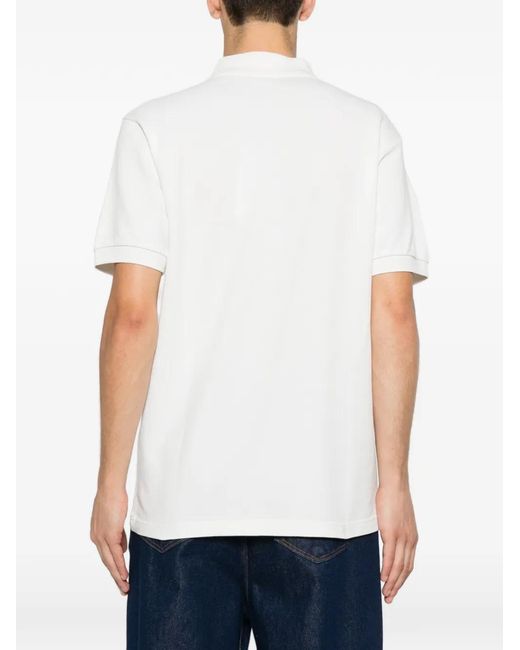 KENZO White Floral-Embroidered Polo Shirt for men