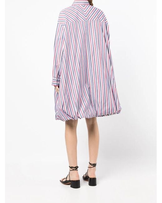 Juun.J Purple Stripe-Detail Shirt Dress