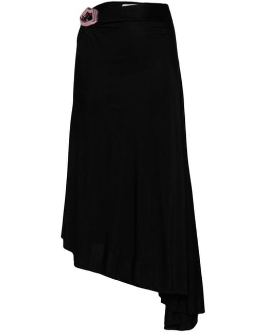 Sonia Rykiel Black Mouth-detail Asymmetric Skirt