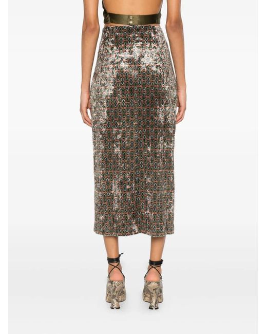 Pierre Louis Mascia Gray Patterned Skirt