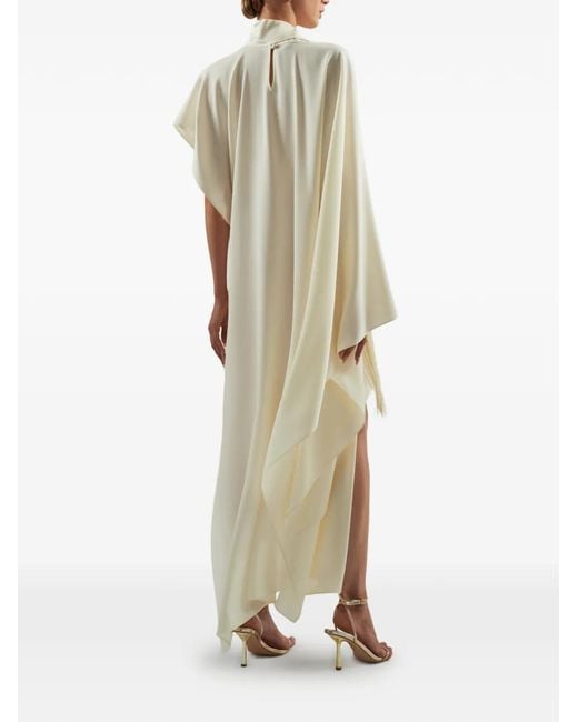 Taller Marmo White California Fringe-Scarf Mini Dress