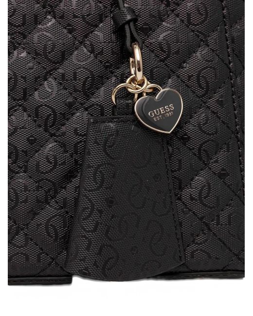 Guess Black Gesteppte Idra Tote Bag mit Herzanhänger