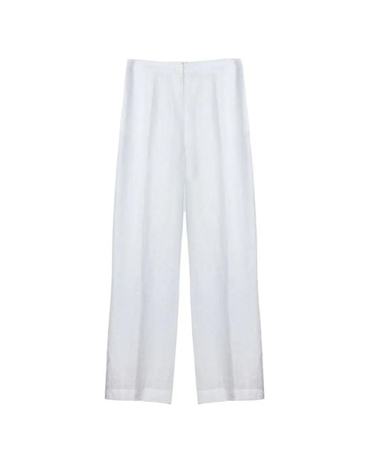 Purotatto White Linen Wide-Leg Trousers