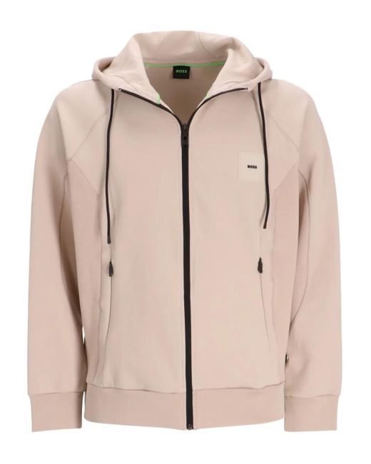 Felpa Con Cappuccio E Logo di Boss in Natural da Uomo