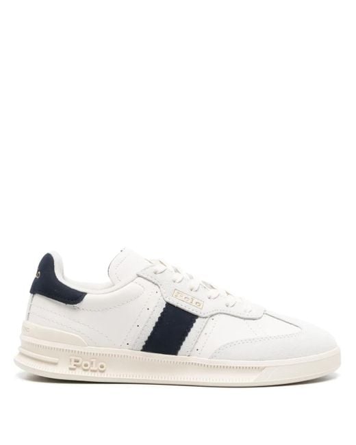 Polo Ralph Lauren White Heritage Aera Leather Sneakers