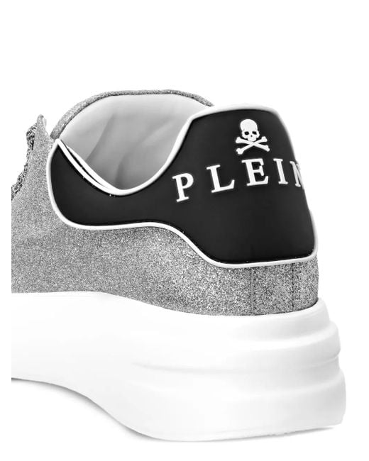 Philipp Plein Gray Glitter Sneakers