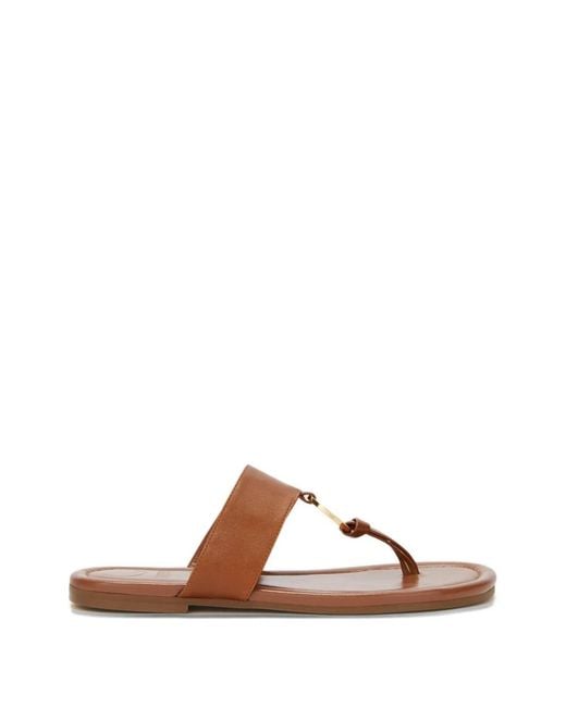 Odissi Brown Olivia Ring-Detail Leather Sandals
