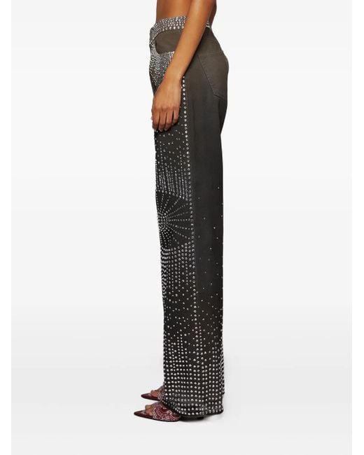 The Attico Gray Rhinestone-Embellished Jeans