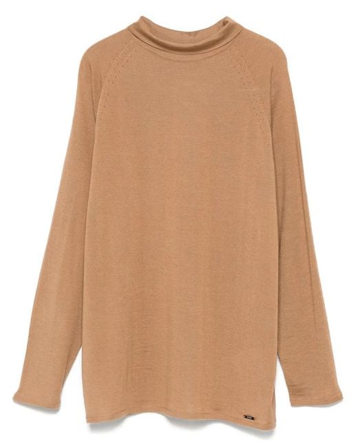 Kiton Brown Pointelle-Trim Sweater