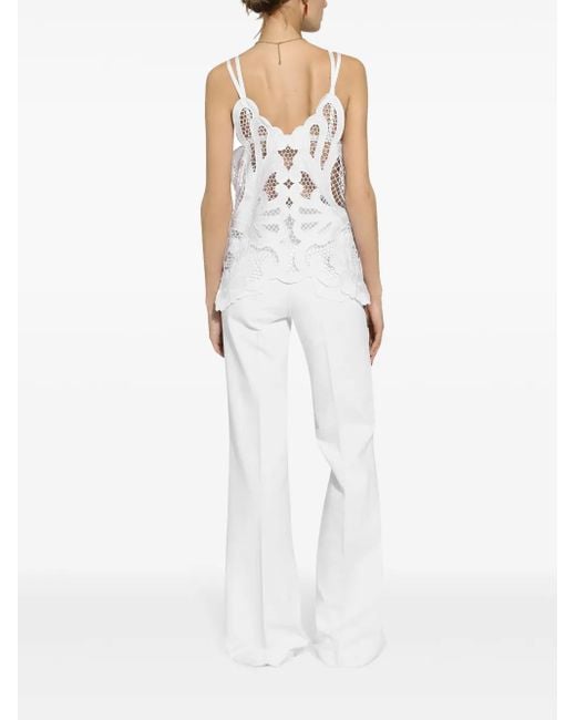 Dolce & Gabbana White Cut-Out Detailed Cotton Top