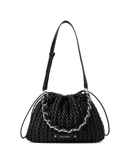 Karl Lagerfeld Black Medium K/Weave Shoulder Bag