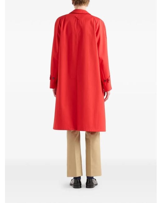 Prada Red Technical Gabardine Coat for men