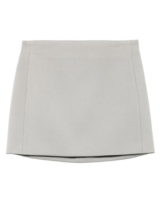 Wardrobe NYC Gray Virgin-Wool Mini Skirt