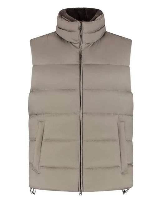 Herno Brown Padded Zip-Up Gilet for men
