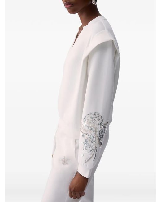 Liu Jo White Sweatshirt With Jewel Embroidery