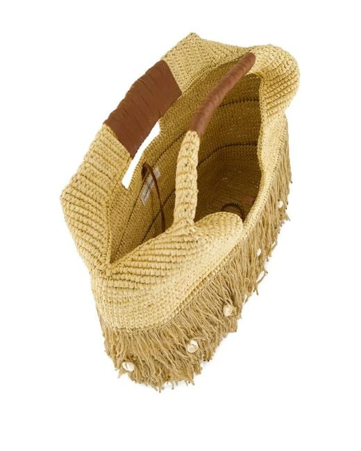 Sensi Studio Metallic Fringed Straw Handbag