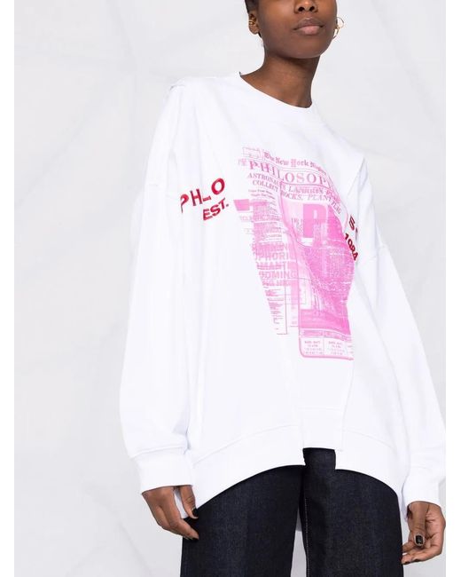 Philosophy Di Lorenzo Serafini Pink Graphic-Print Cotton Sweatshirt