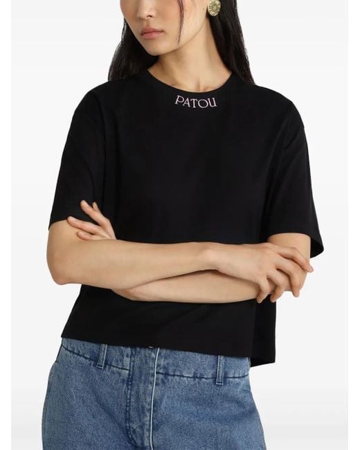 Patou Black T-Shirt Mit Logo-Stickerei